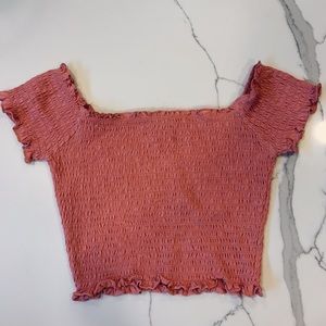 Off the shoulder crop top.